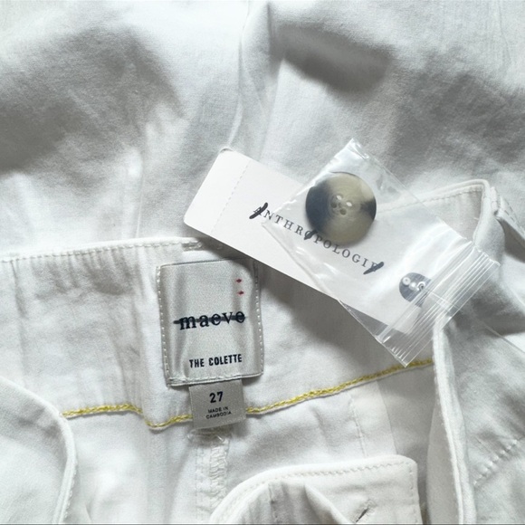 NWT Anthropologie Colette Linen Cropped Wide Leg Pants Maeve Magic Cream 27 - Picture 6 of 12